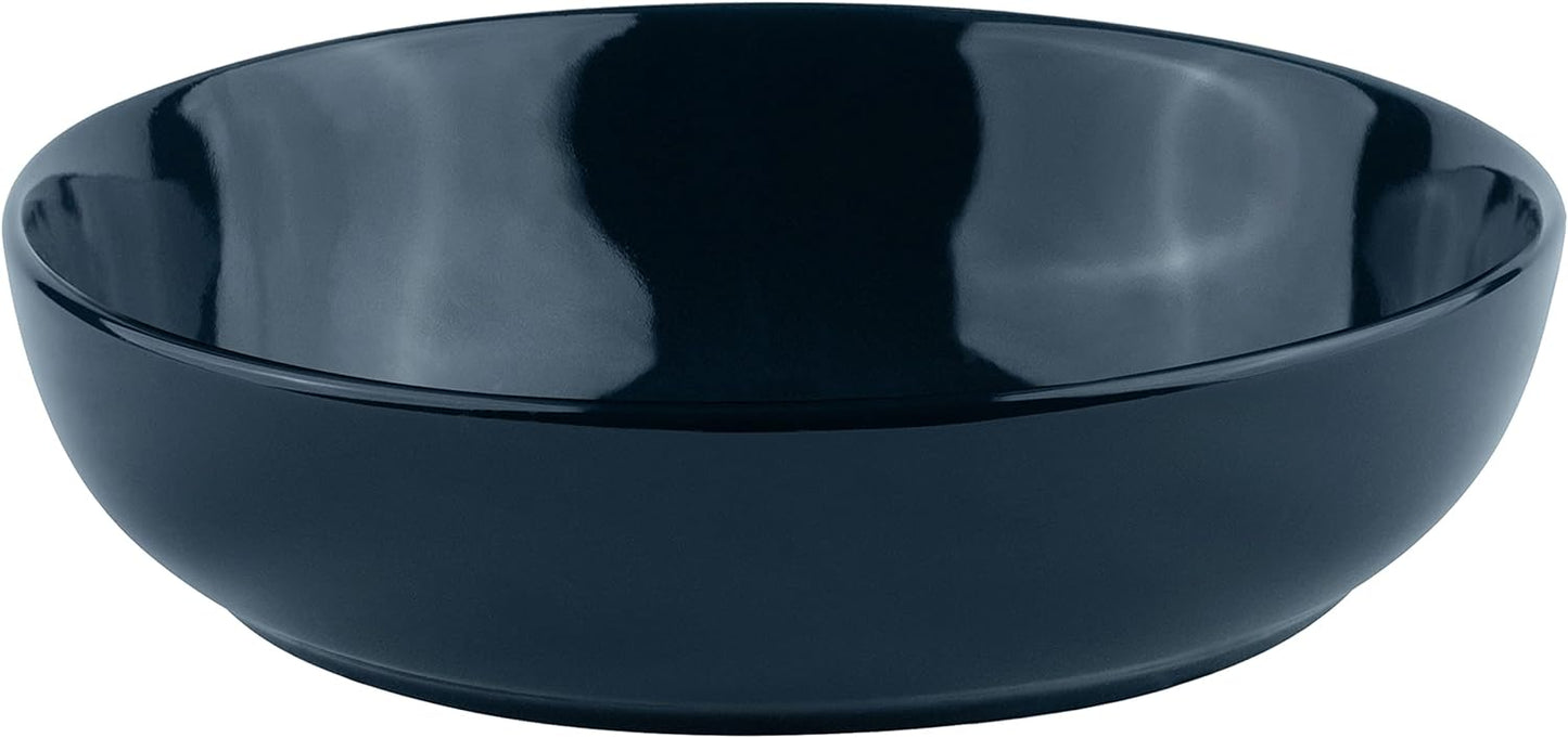 KooK Pasta Bowl, Salad Bowls, Soup, Serving Bowls, Ceramic, Large Capacity, Microwave & Dishwasher Safe, Set of 4, 40 Oz,(Navy Blue)