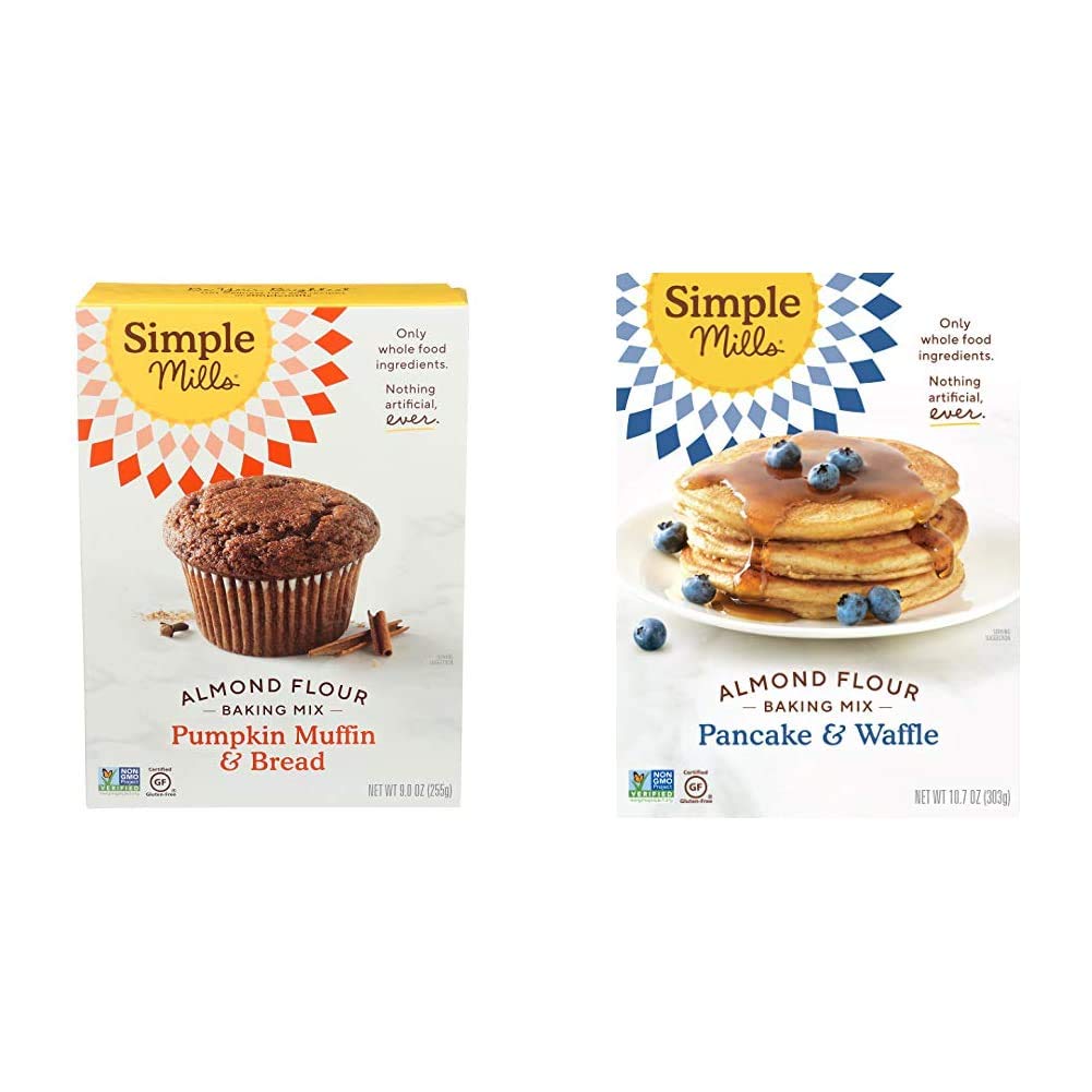 Simple Mills Almond Flour Baking Mixes - Gluten Free Pumpkin Bread and Pancake & Waffle Mixes