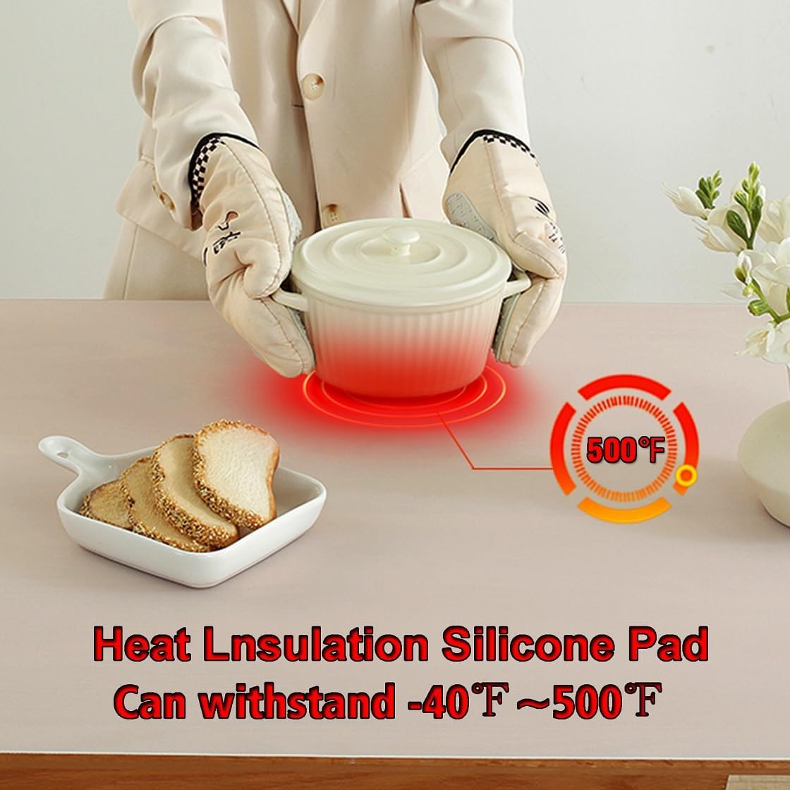 Silicone Mat - Non-Stick, Reusable & Heat Resistant Up to 500°F, Fits Resin Crafts, Dishwasher Safe for Baking, Cookies, Pastry (36” x 24”)