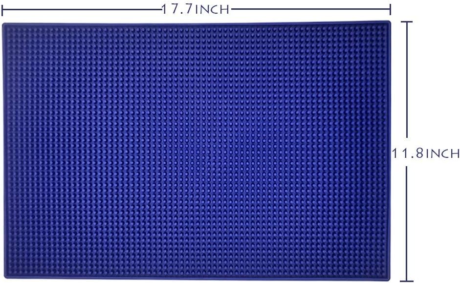 17.7" x 11.8" Rubber Bar Mat, Non-Slip and Anti-Spill Non-Toxic Soft Rubber Mats, Coffee Bars, Bars, Restaurants and Barbers Service Mats (2PACK, Navy)