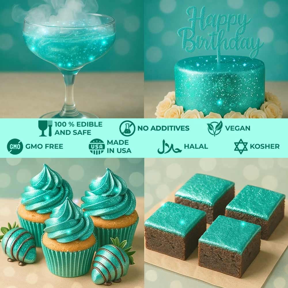 Bulk 20g Light Blue Edible Glitter for Drinks | Premium Edible Glitter for Cakes, Cocktails, Light Blue Cake Decorating Decorations Food Grade, Vegan, Kosher, Halal, Gluten Free - Made in USA