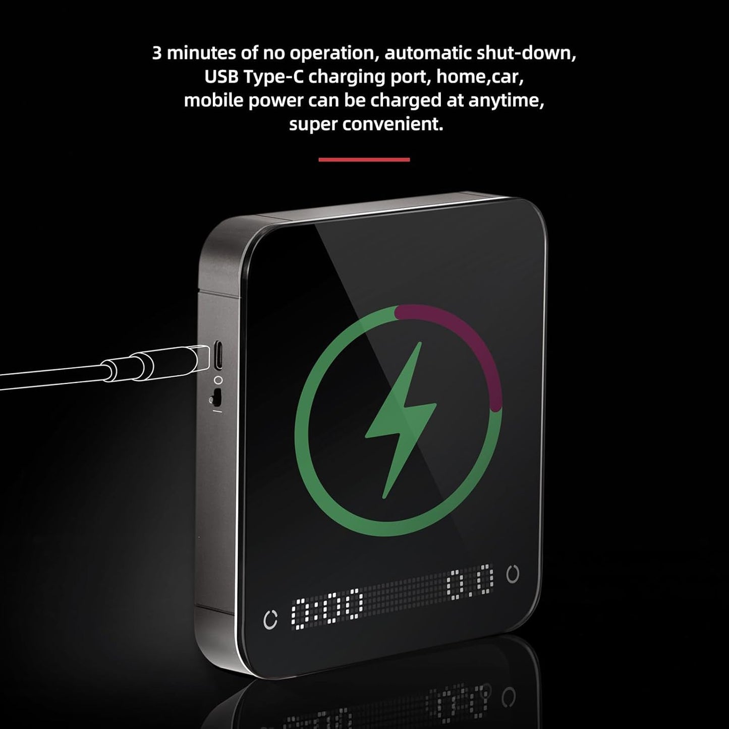 Portable Coffee Scale,Digital Touch Espresso Scale with with Timer,2kg/0.1g High Precision,Rechargeable 1800mAh Battery Tempered Glass Mirror