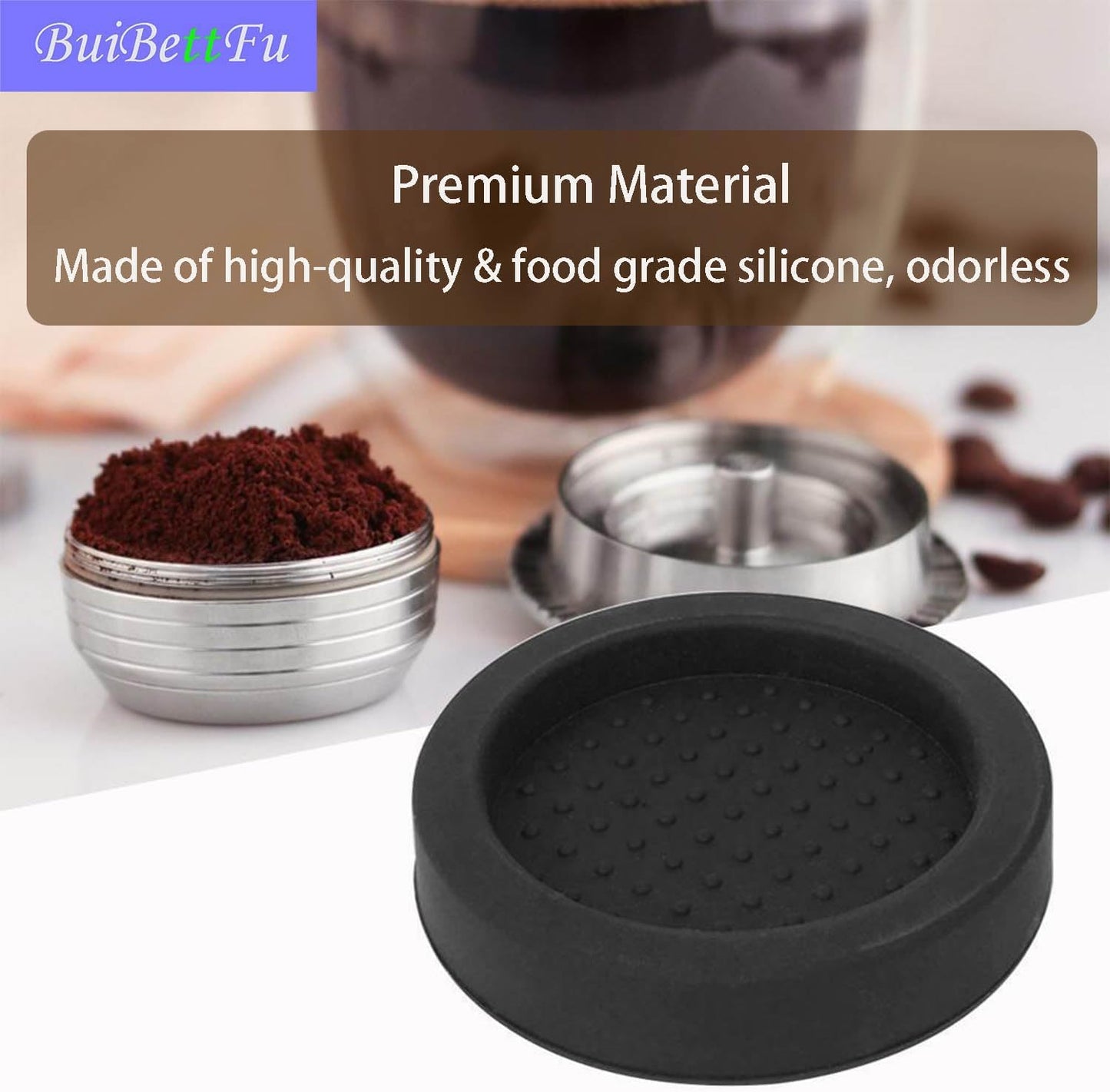 Coffee Knock Box Shock-Absorbent Durable Barista Style Knock Box With Removable Knock Bar and Non-Slip Base Gift 3 Inch Food Grade Silicone Coffee Tamper Mat (Round Coffee Tamper Mat)