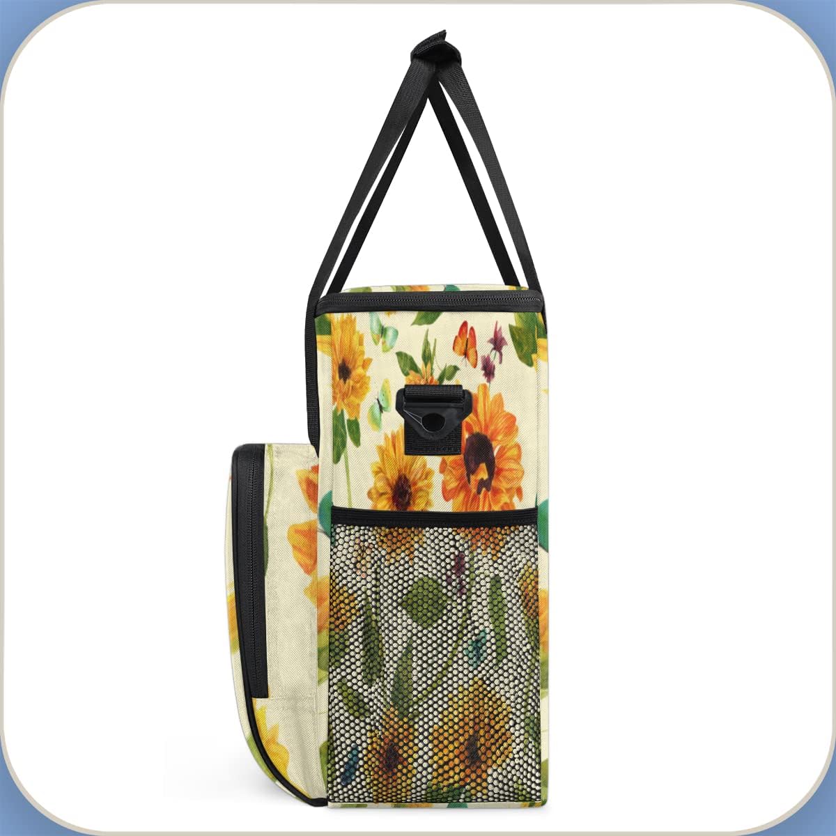 Sunflower Coffee Maker Carring Bag Flower Leaves Travel Storage Tote Bag Compatible with Keurig K-Mini or K-Mini Plus Portable Single Serve Coffee Brewer Case with Pockets for K-cup Pods