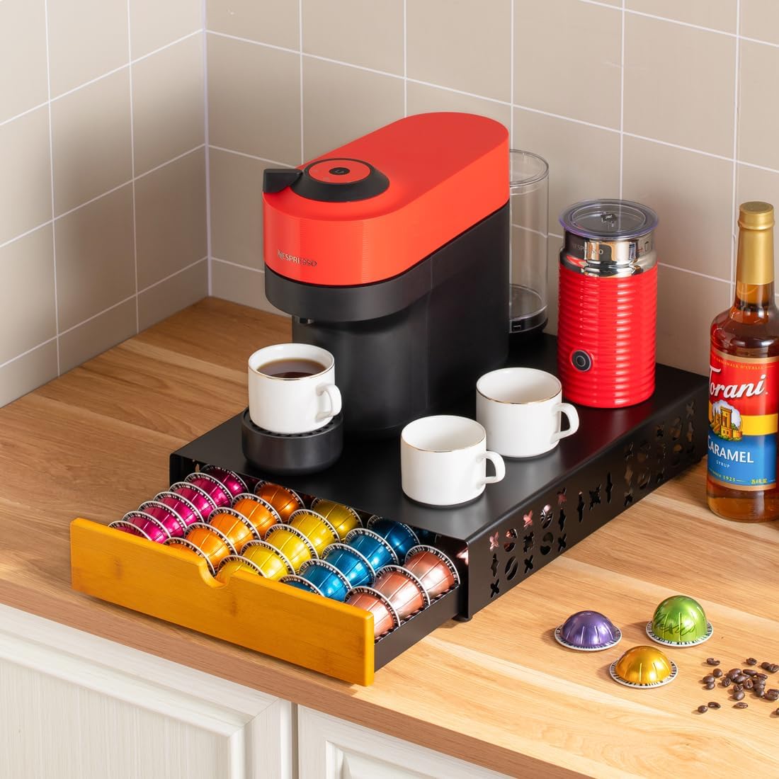 Flagship for Nespresso Pod Holder Coffee Pod Organizer for Vertuo Pod Storage Morden Design Large Capacity Fits All Size Vertuo Pods