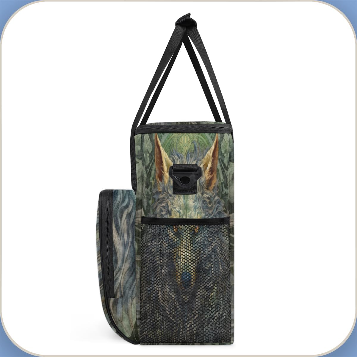 Cool Wolf With Gold Eyes Coffee Maker Carrying Bag, Waterproof Coffee Maker Travel Storage Bag, Portable Coffee Machine Tote Bag Carry on Bag Case with Shoulder Strap for Single Serve Coffee Maker