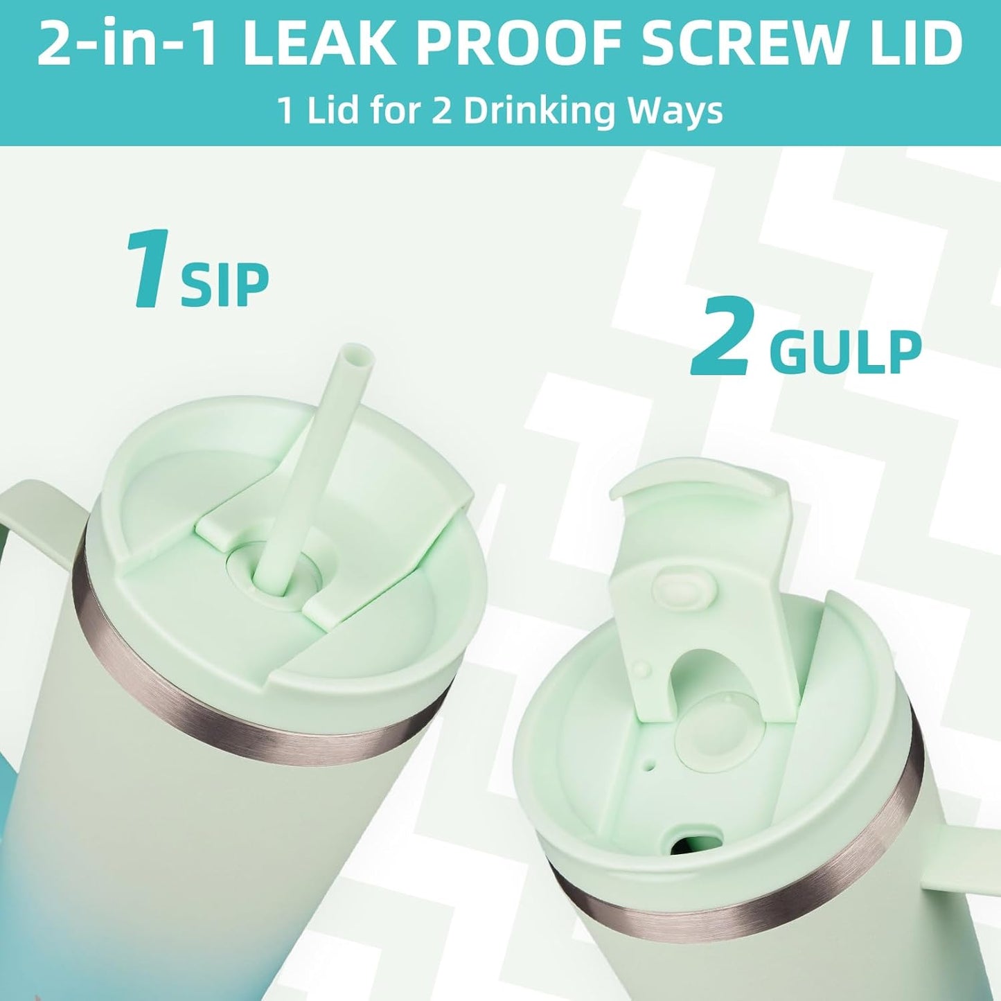 BJPKPK Insulated Tumbler with Handle, 26oz Insulated Tumblers with Lid and Straw, Stainless Steel Metal Water Bottles, Coffee Travel Mugs, Cups, Mint