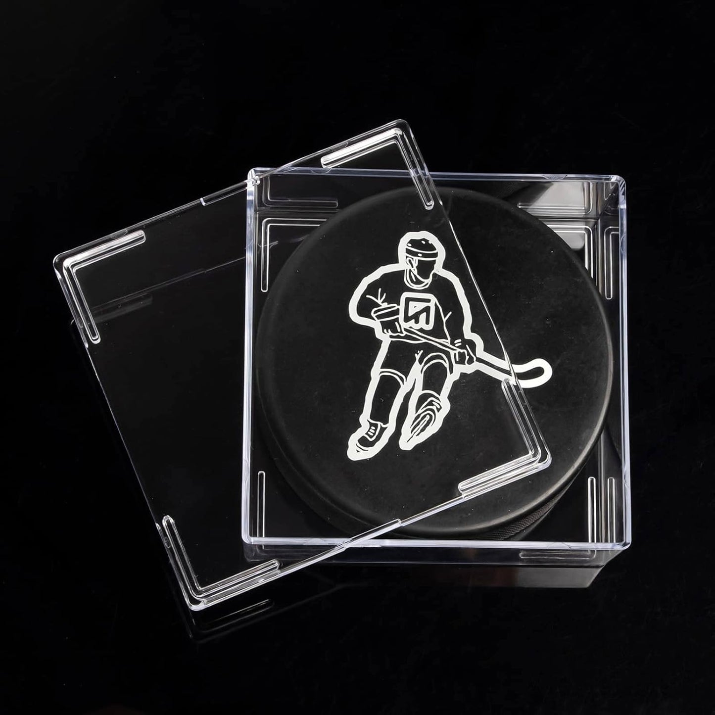 12-Count Hockey Puck Holder - Cube Square Hockey Puck Display Cases, 2-Piece Snap Clear Hockey Puck Holder, Official Size Hockey Puck Display Boxes