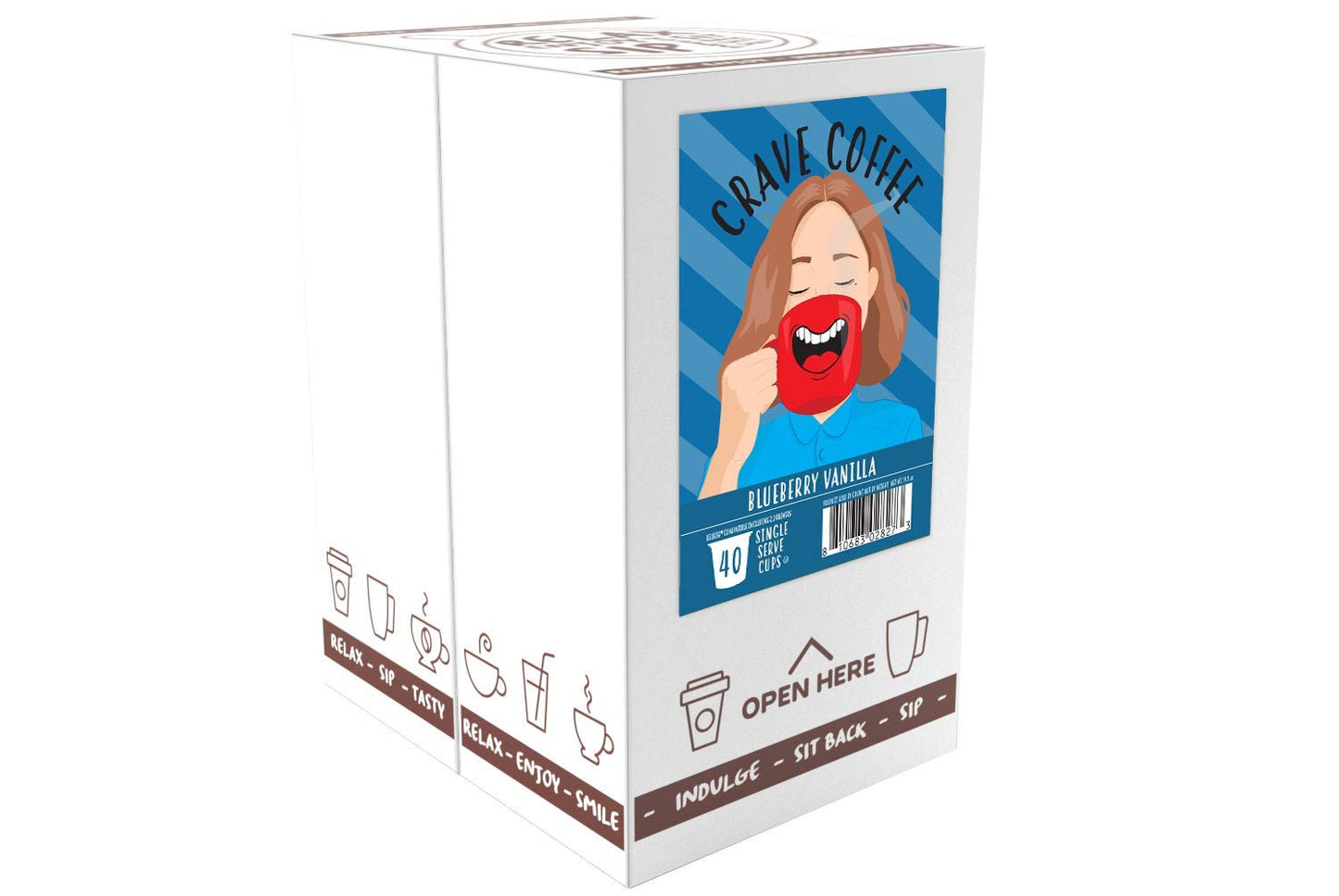 Crave Beverages Flavored Coffee Pods Compatible with 2 K-Cup Brewers, Blueberry Vanilla, 40 Count