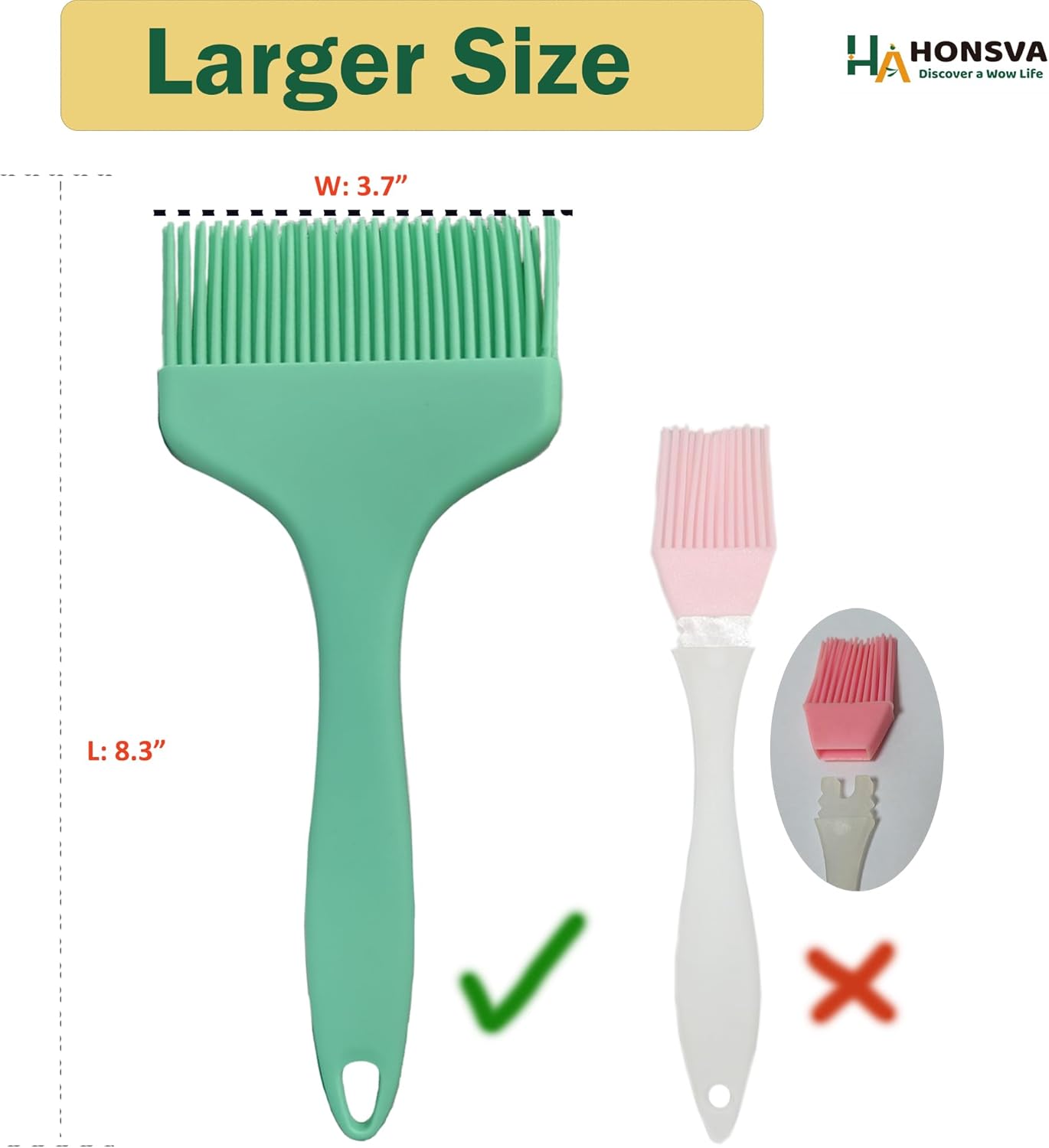 One Swipe Silicone Pastry Brush, One-Piece Design Quick Baster Brush, W/3.5" L/8.5", Heat Resistant, for Baking, Grilling, Slathering Oil, Butter, BBQ Sauce, Marinade, Dishwasher Safe, 1Pcs Mint Green