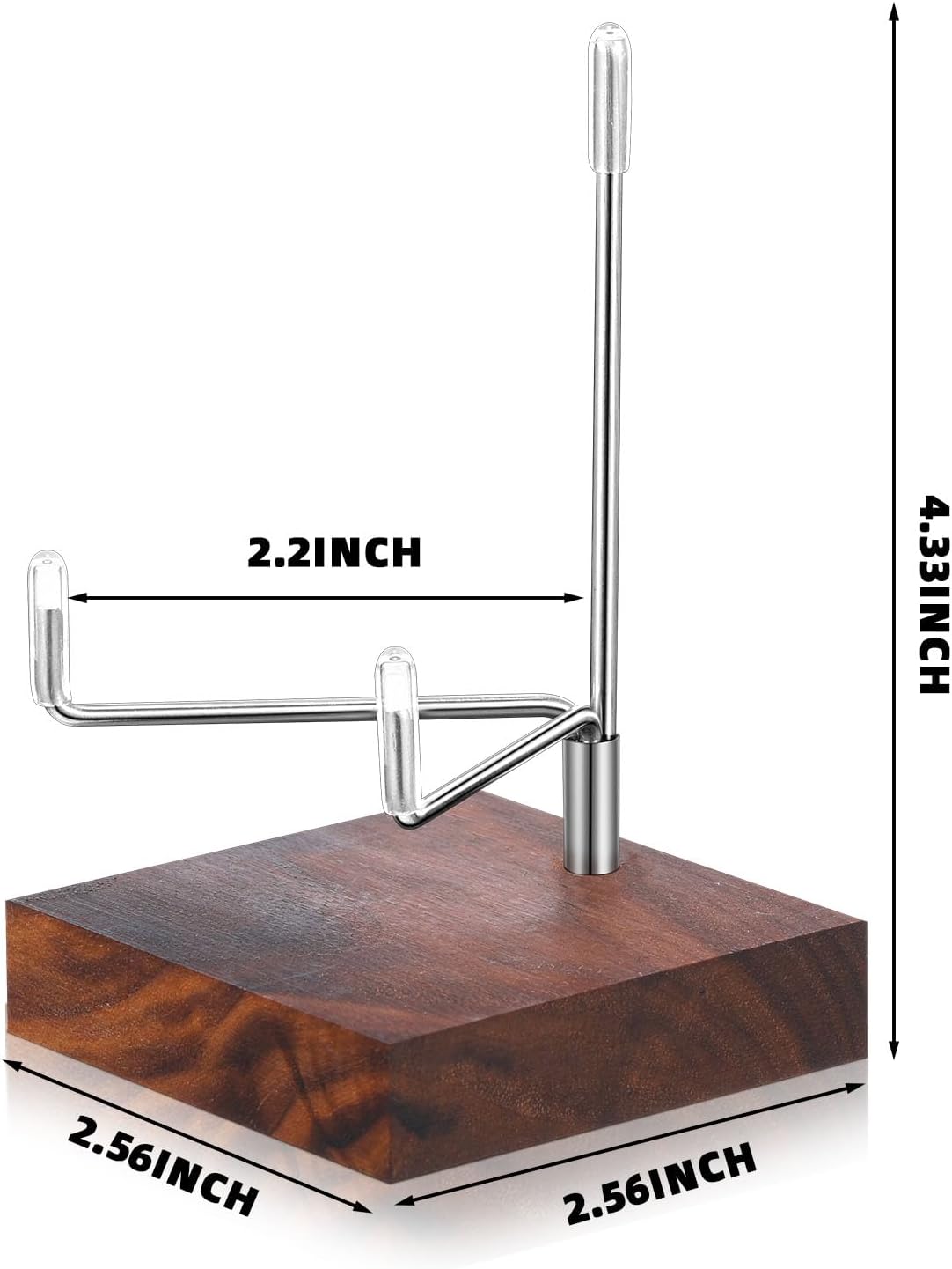 Wenqik 4 Pcs Crystal Display Stand Adjustable Metal Arms Small Rock Display Stand with Wooden Base Geodes Rock Agate Mineral Easel Holder for Collectibles(2.56 x 2.56 x 4.33 Inch)