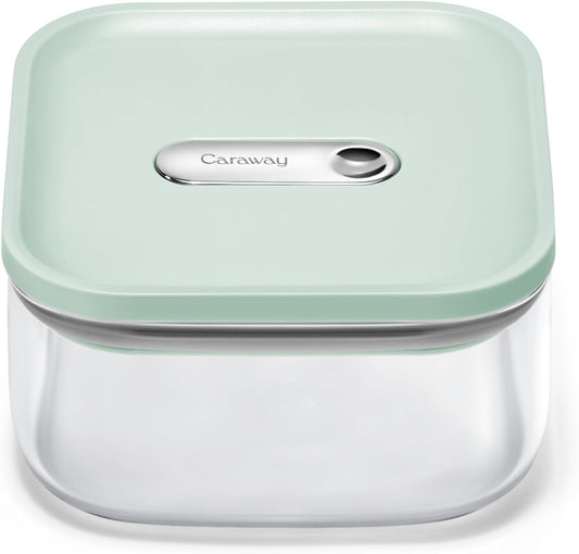 Caraway 1qt Glass Airtight Food Storage Container with Lid – Non-Toxic, BPA-Free Kitchen Storage Container – Stackable, Space-Saving Airtight Container for Dry Goods and More - Mist