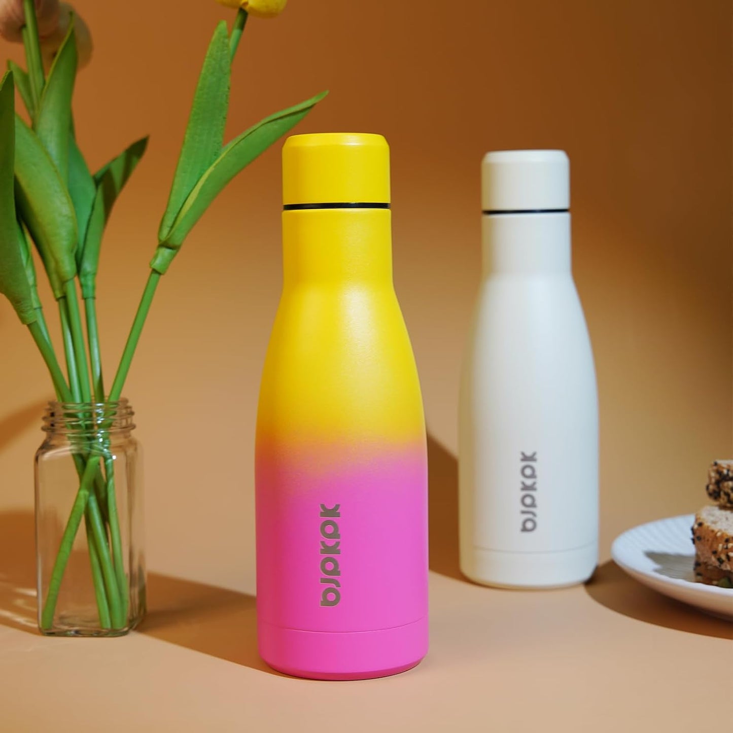 BJPKPK 25oz Insulated Water Bottle Double Wall Vacuum Insulated Stainless Steel Water Bottles for Spots Keep Cold and Hot,Rainbow