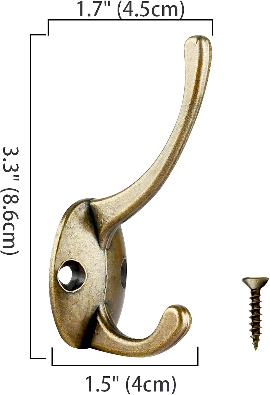 IBosins 32 Pack Antique Brass Coat Hooks Wall Mounted with 64 Screws Retro Double Hooks Utility Hooks for Coat, Scarf, Bag, Towel, Key, Cap, Cup, Hat
