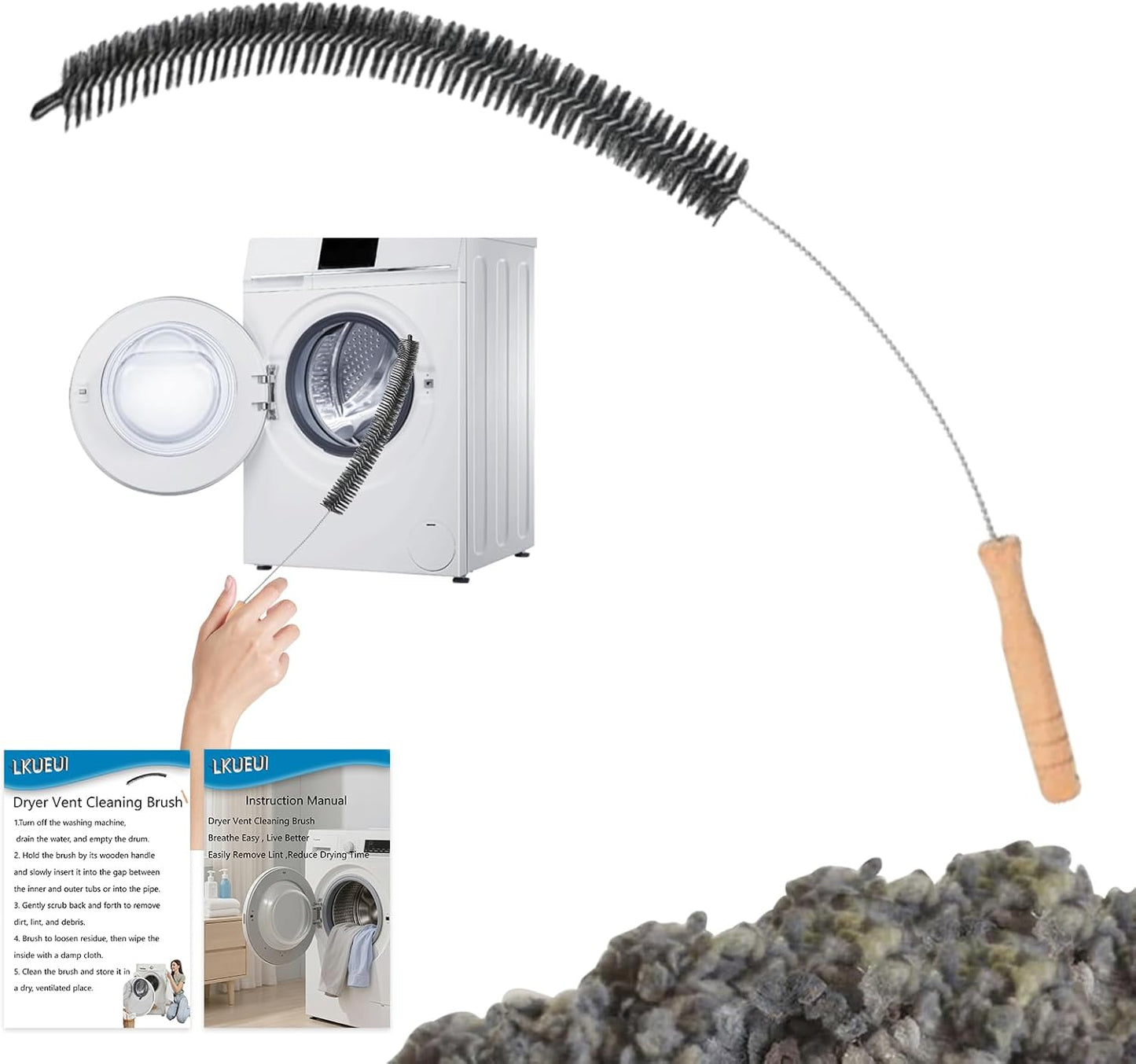 Dryer Lint Brush Vent Cleaner Lint Trap Cleaning Tool Dryer Vent Brush Long Flexible with Wood Handle 27.95Inches Medium Size for Dryer Vent Cleaning DIY Enthusiasts Homeowners (1, PCS)