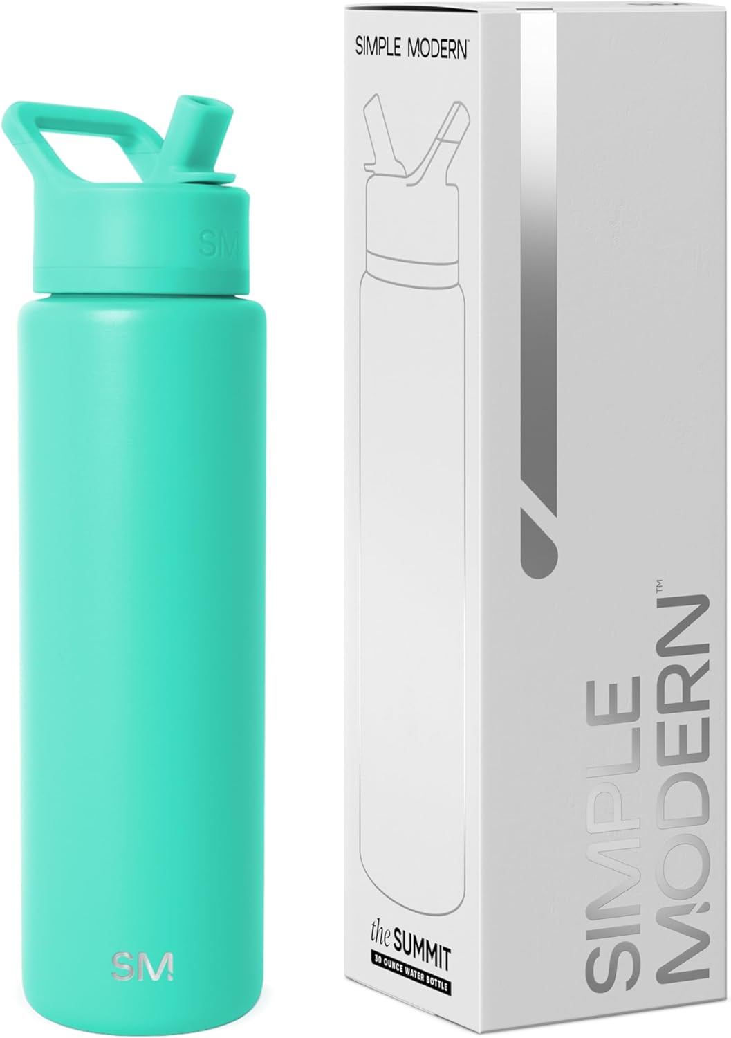 Simple Modern Summit Water Bottle with Straw Lid | Vacuum Insulated Stainless Steel | Leak Proof BPA-Free Cup for Travel, School, Sports | 30oz, Tropical Wave