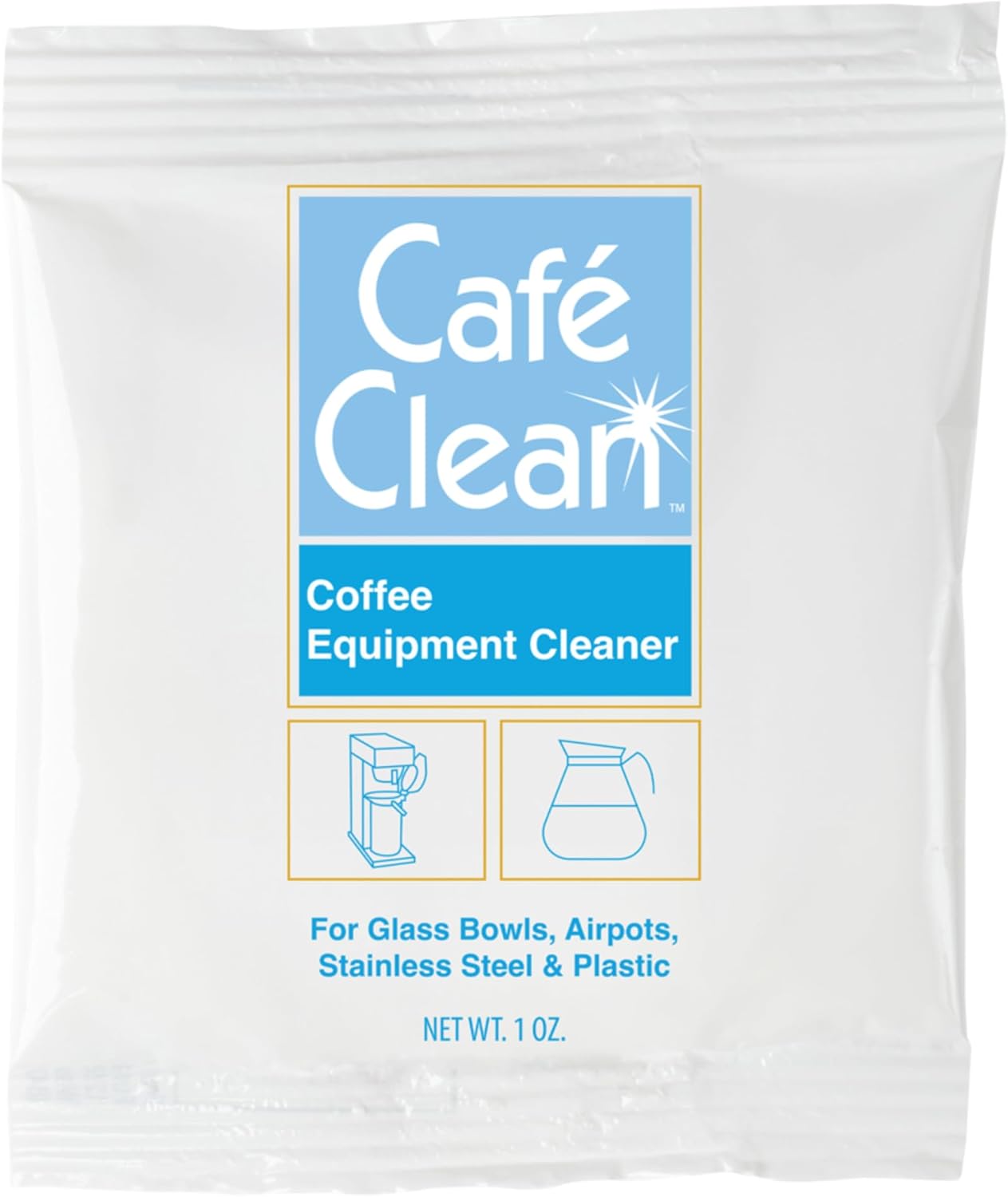 Coffee Equipment Cleaner, All-Purpose Brewing Equipment, Espresso, Coffee Maker Cleaner, Café Clean Removes Oil, Stain Buildup, from Glass, Plastic & Stainless Steel - 1 Oz. (48 Count)