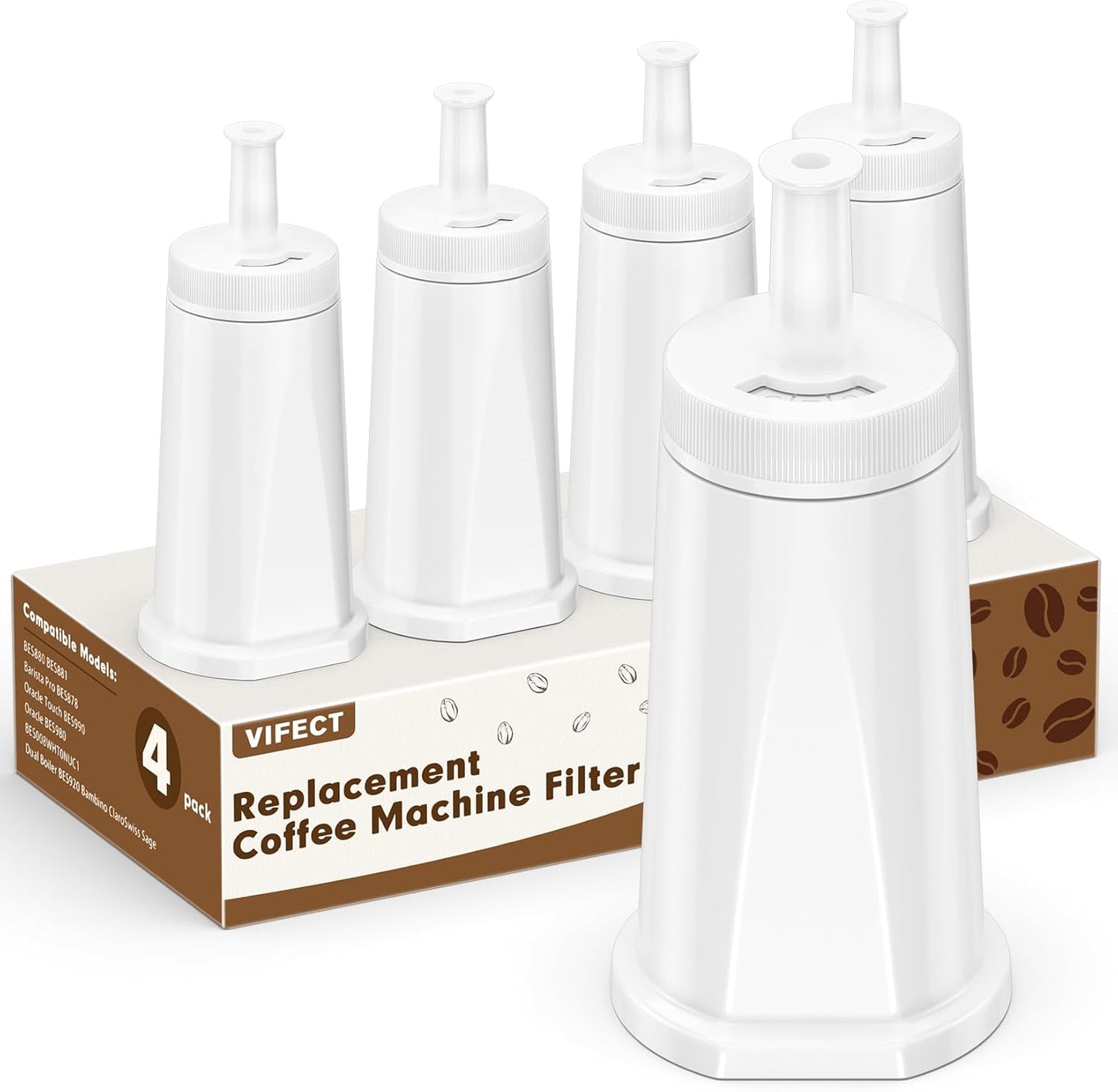 4 Pack Replacement Water Filter for Breville Espresso Machine Barista Touch Bes880, Barista Pro BES878, Oracle Touch BES990, Oracle BES980, Dual Boiler BES920 Bambino ClaroSwiss Sage