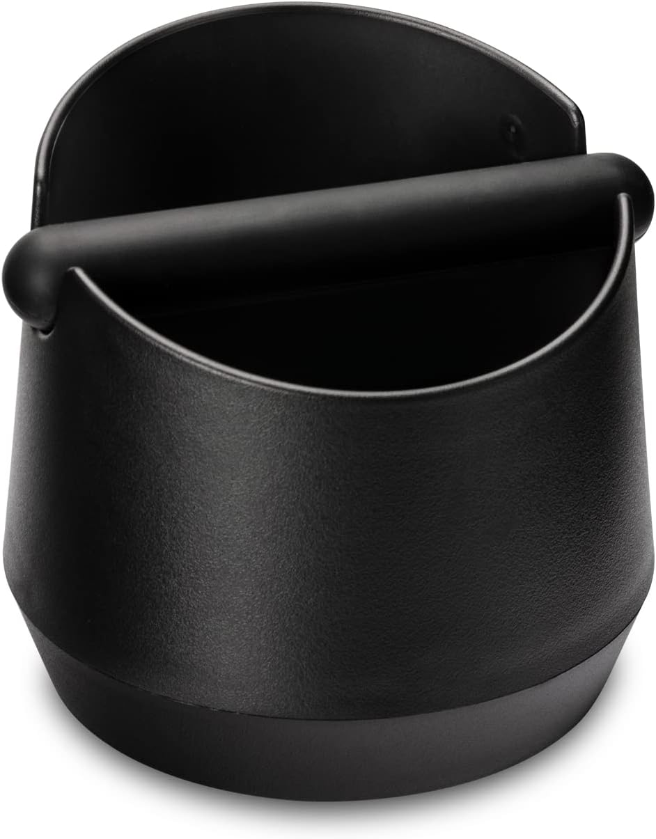 Espresso Knock Box - 5.8 Inch Coffee Knock Box Espresso, Shock-absorbent espresso grounds knock box with Removable Knock Bar and Non-Slip Base for easy coffee ground disposal(Round)
