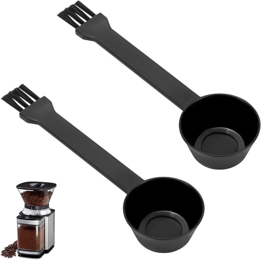 Coffee Spoon With Espresso Grinder Brush 2 in 1 Brush Compatible for Cuisinart DBM-8P1 Coffee Machine Brush for Coffee Grinder Cleaner Scooping Coffee Powder(2PCS)