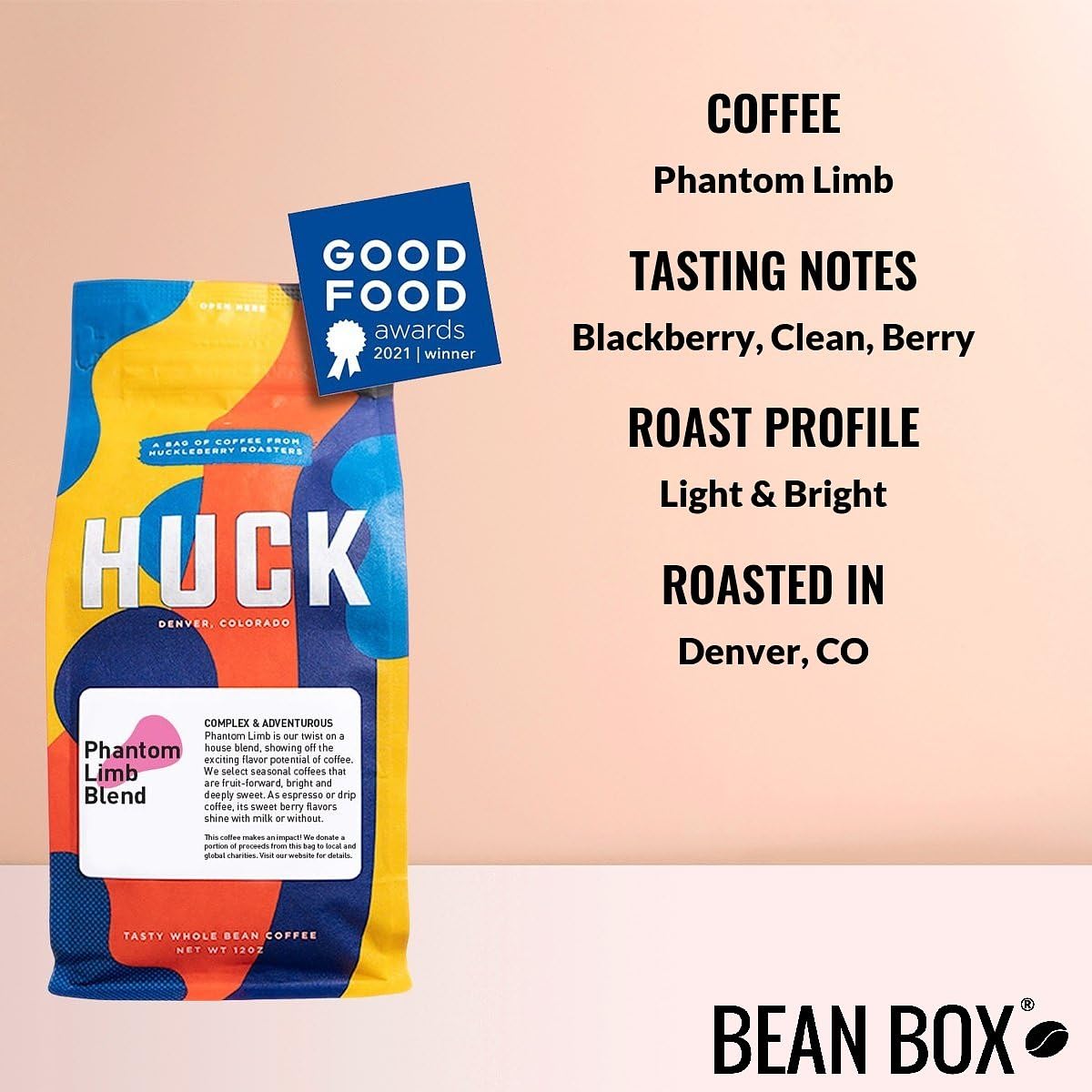 Phantom Limb - Roasted by Huckleberry Roasters - Whole Bean Coffee - 12 Ounce Bag
