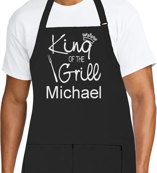 Personalized Chef Apron for Men, Custom Embroidered Design, Professional Kitchen Cooking BBQ Grilling for Dad, Decorated in USA