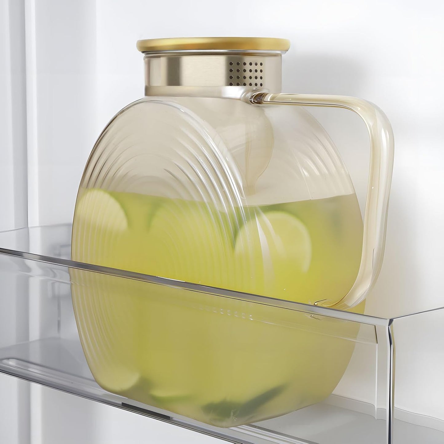 Glass Pitcher With Lid, 2.0 Liter 68 oz Glass Water Pitcher For Fridge, 0.53 Gallon Pitchers With Handle And Lid, Tea Jug Carafe Jar For Hot/Iced Water Milk Juice Coffee Fruit