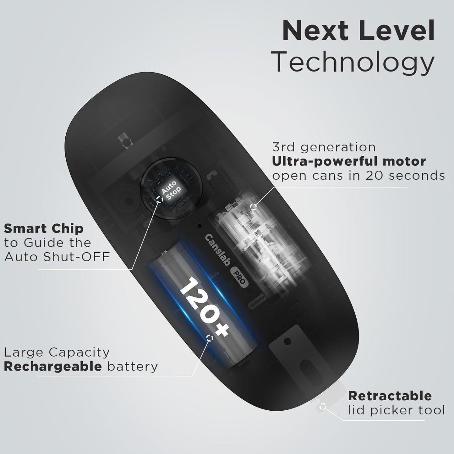 Ultrablade PRO - USB Rechargeable Electric Can Opener for Kitchen for Seniors with Arthritis- Auto Stop One touch Automatic Can Opener, Smooth Edge, Small Size Can Opener, Purple