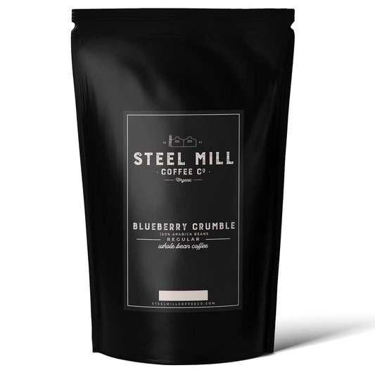 Steel Mill Coffee Co. Blueberry Crumble Flavored Coffee - Ground Coffee, Regular, Medium Roast, 100% Arabica Beans, Vegan, Gluten-Free, Sugar-Free, 12 oz Bag