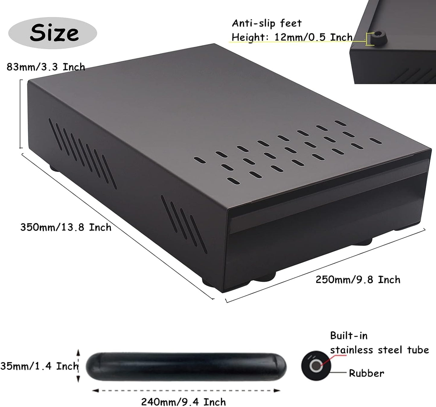 Espresso Knock Box Drawer, 2.5L Capacity Stainless Steel Detachable Coffee Ground Knock Container, For Home, Office, Restaurant and Coffee Shop (Black)