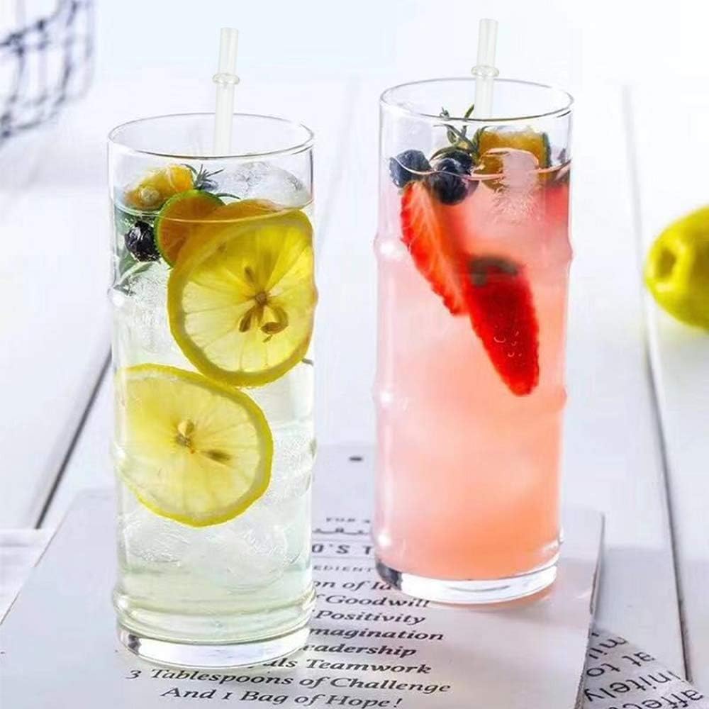 50 Pieces Reusable Straws, BPA-Free, 9" Transparent Hard Plastic Stripe Drinking Straw for Mason Jar Tumbler, Family or Party Use With Cleaning Brush