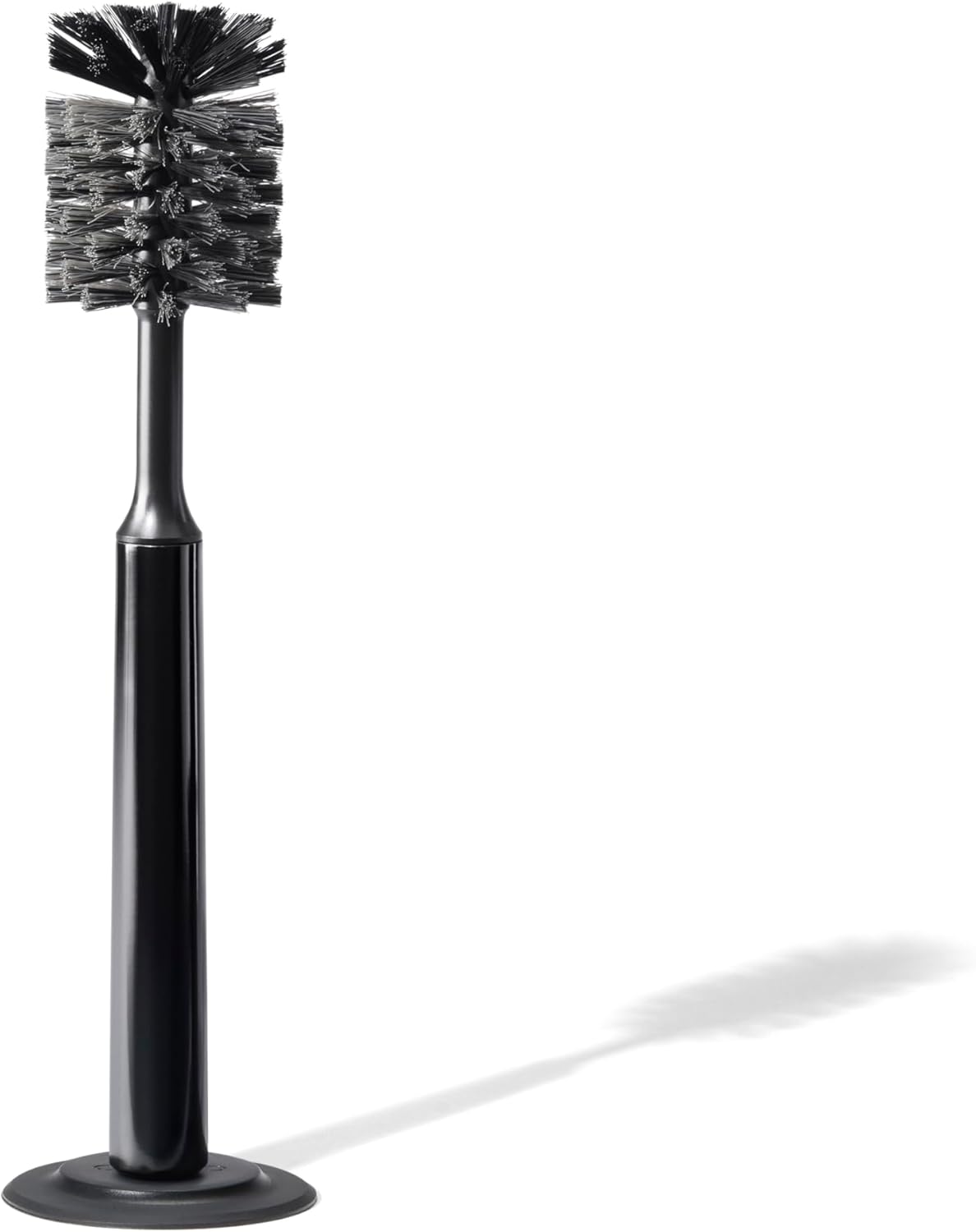 Ionic Bottle Brush, Magnetized to Stand Upright, Stainless Steel with Replaceable Head, Onyx/Black