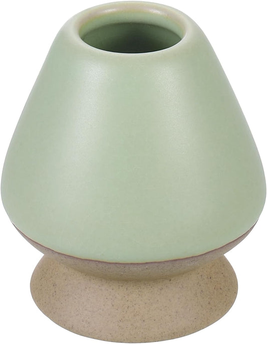 HARFINGTON Ceramic Chasen Stand 66mm Matcha Whisk Holder Teas Set Whisks Stand Traditional Matcha Tea Chasen Holder Tea Set Accessories for Tea Tasting, Gray Green