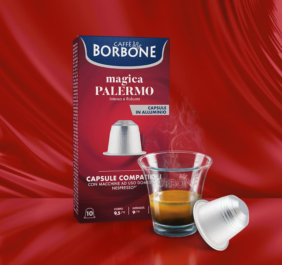 Caffe Borbone Aluminum Coffee Pods Compatible with Nespresso Original Machines, Magica Palermo, Medium Roast, Intense and Full-Bodied, Genuine Italian Coffee - NOT compatible with Vertuo - 100 Count