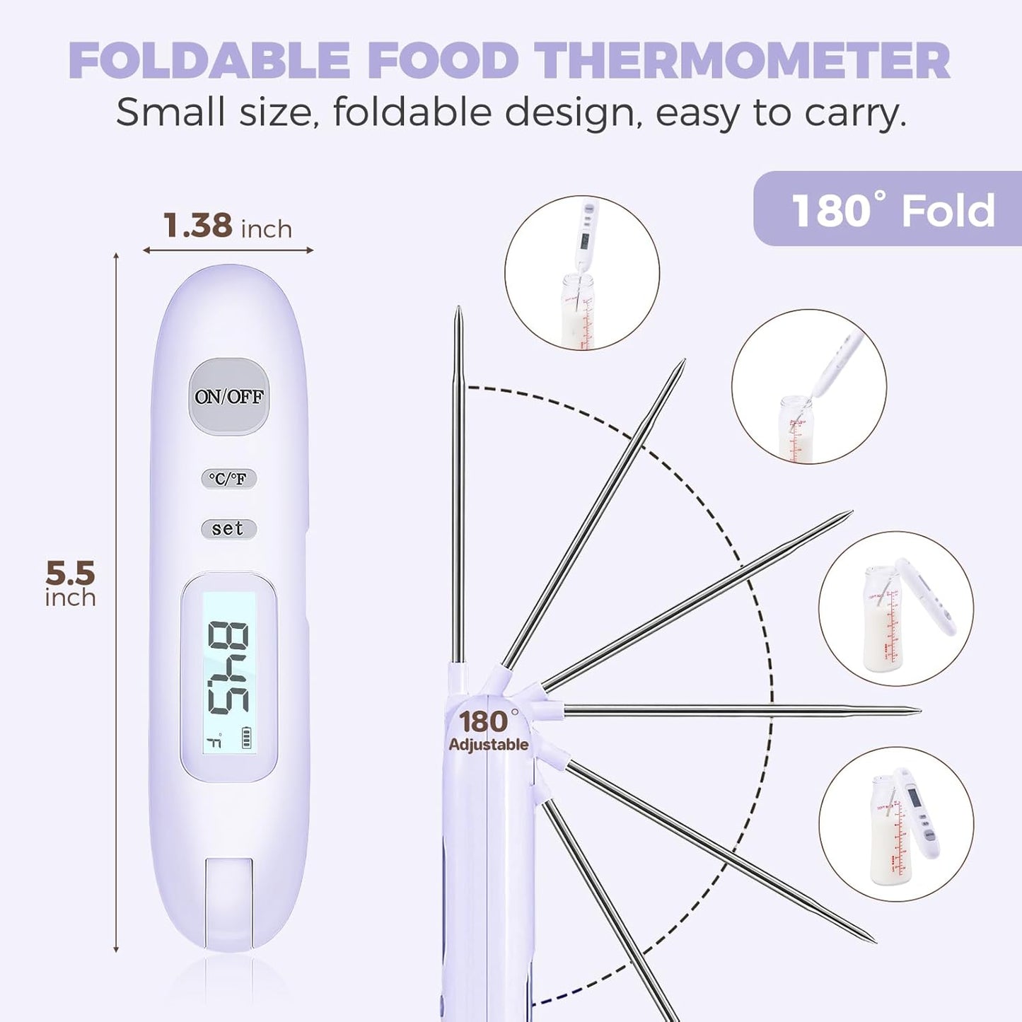 Meat Thermometer Digital - Instant Read Food Thermometer for Cooking Grilling Air Fryer Griddle Probe Kitchen Gadgets Essentials BBQ Grill Smoker Oil Fry Candy Turkey Instant Read Thermometer