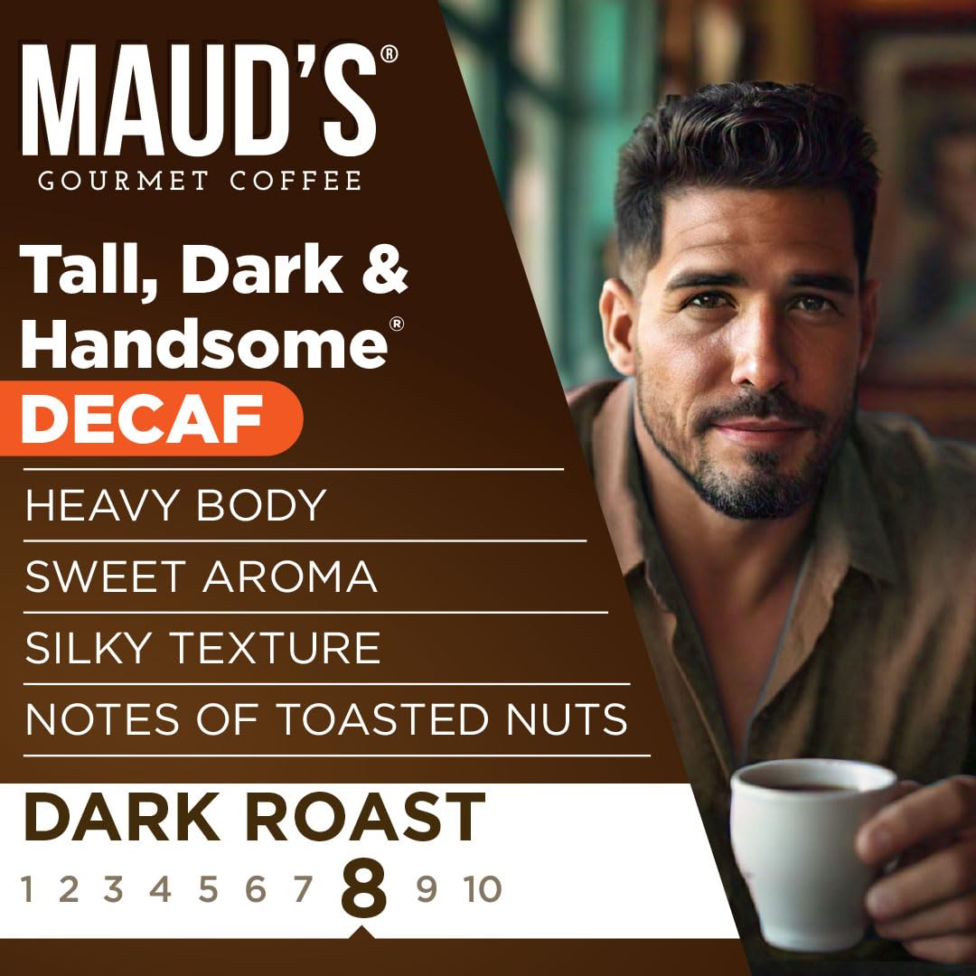 Maud's Decaf Dark Roast Coffee Pods, 18 ct, Decaffeinated Coffee in Recyclable Single Serve Pods – 100% Arabica Coffee, Compatible with Keurig K Cups Maker