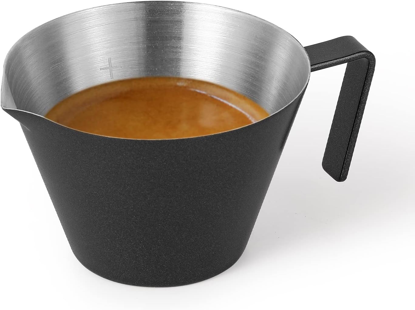 MHW-3BOMBER Espresso Measuring Cup 2oz Espresso Shot Cup Stainless Steel Sauce Cups with Handle for Tomato Sauce|Steak Sauce|Desserts|Beverages (Matte Black) G5141B