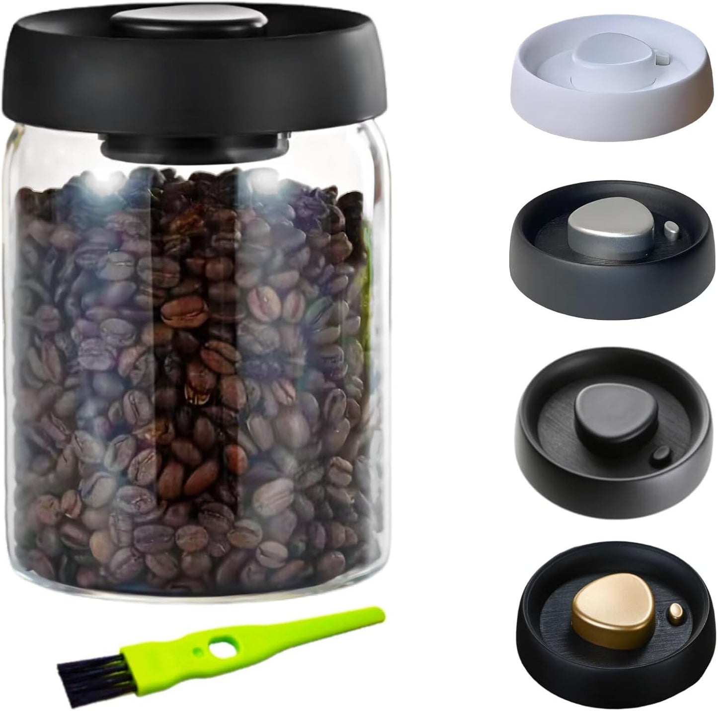 Vacuum Glass Jar with Airtight Lid,27floz/800ml Borosilicate Glass Coffee Canister Container,Perfect for Coffee Beans & Grounds,Loose Leaf Tea,Candy,Sugar,Nuts,Spices