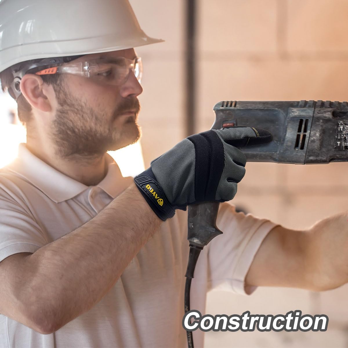 KAYGO Work Gloves For Men, KG125M Mechanic Utility Work Gloves for All Purpose, Excellent Grip, Heavy Duty, Improved Dexterity, Touch Screen, 2X-Large, 3 pairs, Grey