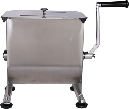 CMI Commercial Stainless Steel Manual Meat Mixers with Lid,40Lb/20L Tank,(Mixing Maximum 30-Pound for Meat),Sausage Mixer Machine Meat Processing Equipment With Gear