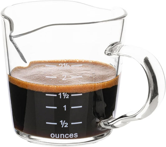 Espresso Shot Glass 70ML/2.3OZ Triple Pitcher Barista Double Spouts With Pouring Handle (1 Pack)