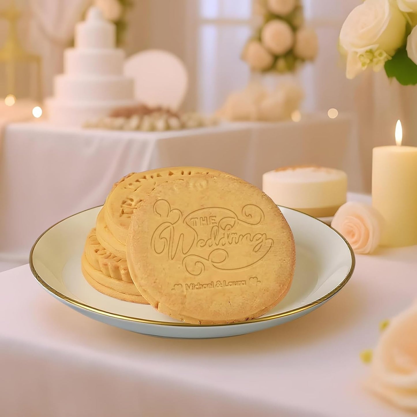 Personalized Wedding Cookie Stamp Custom Acrylic Cookie Embossing Mold with Handle for Baking Decoration