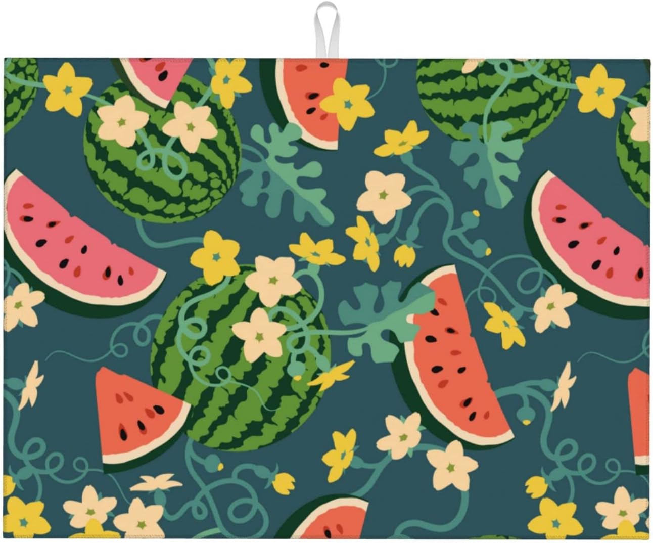 Large Dish Drying Mats For Kitchen Counter Microfiber Kitchen Drying Mat XL Draining Pad Absorbent Quick Drying Dish Mat 18x24 Inch - Watermelons