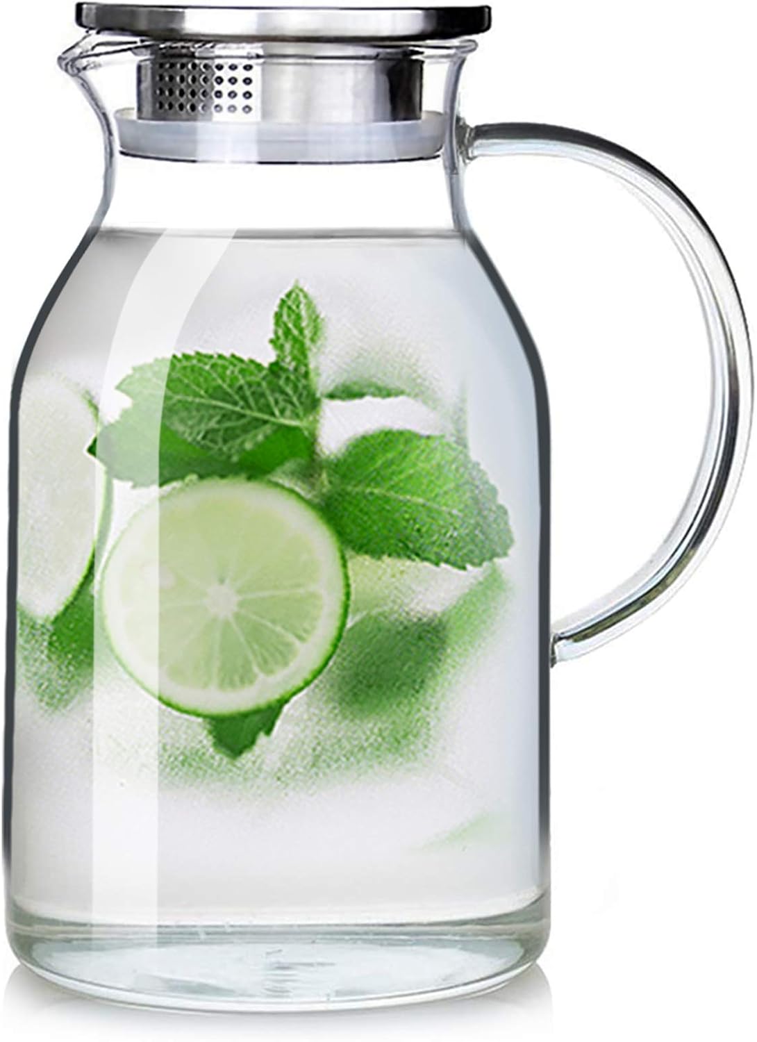 88OZ Glass Pitcher with Lid and Spout - High Heat Resistance Pitcher for Hot/Cold Water & Iced Tea (2.6L)