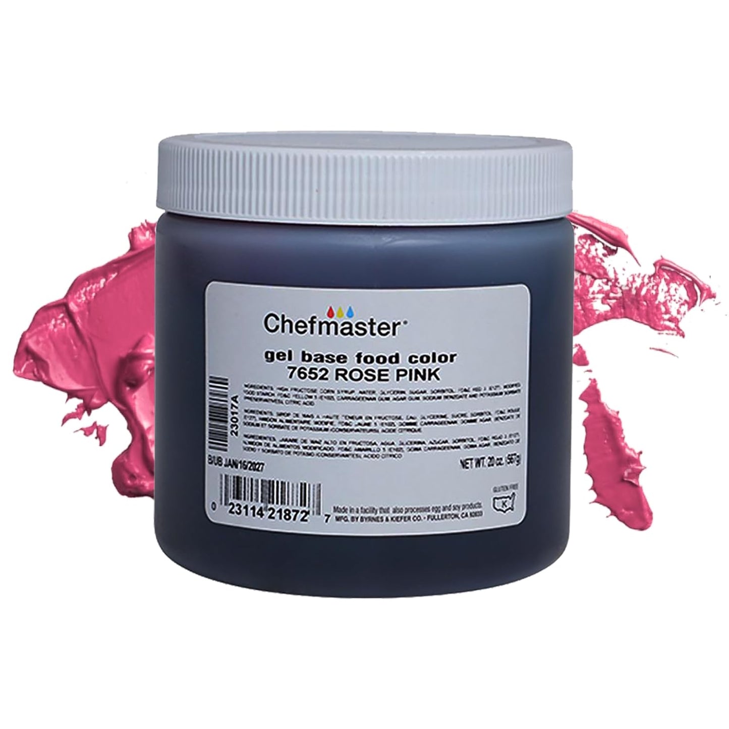 Chefmaster Rose Pink Gel Food Coloring | Vibrant Color | Professional-Grade Dye for Icing, Frosting, Fondant | Baking & Decorating | Fade-Resistant | Easy-to-Use | Made in USA | 20 oz