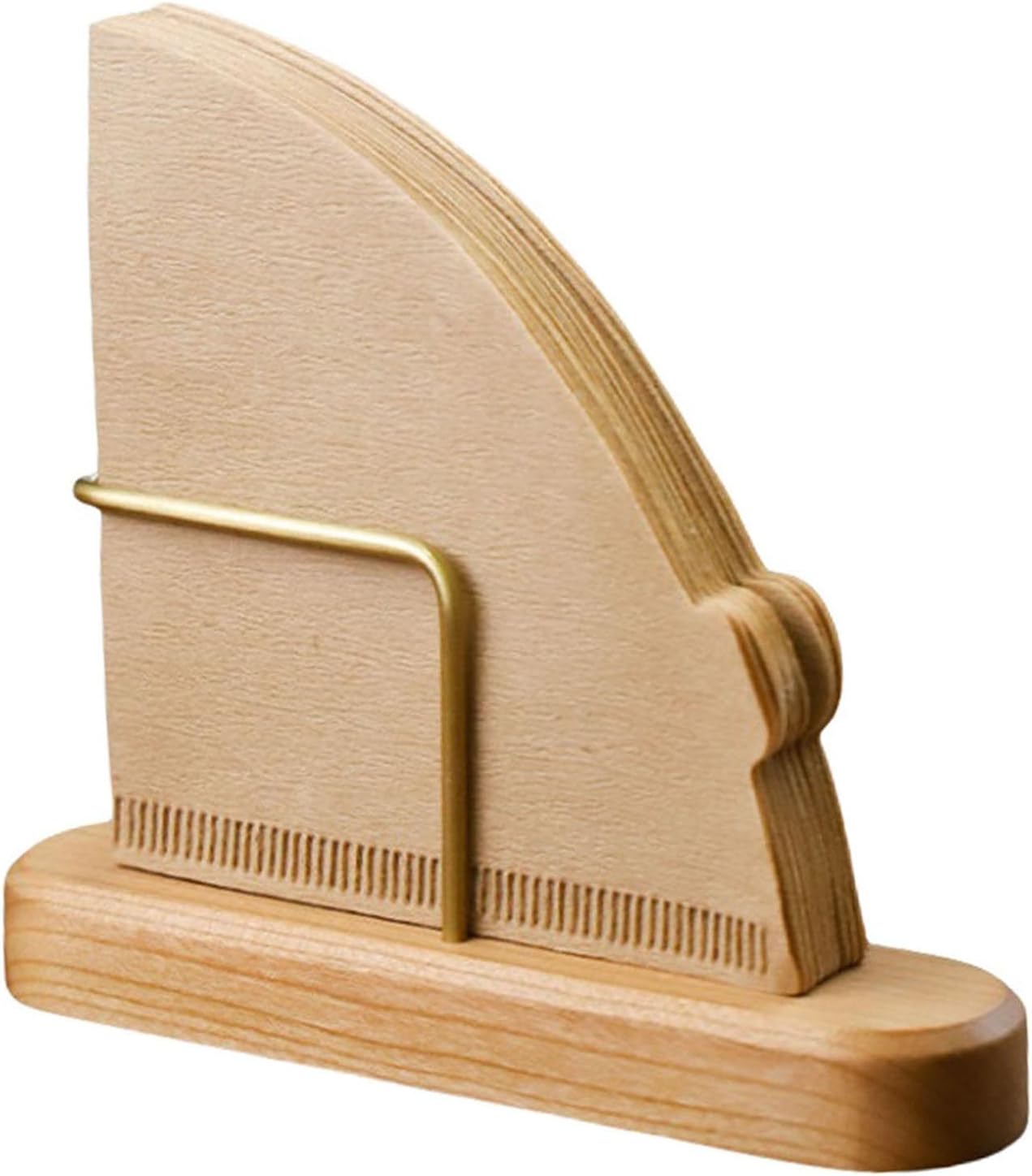 Coffee Filter Holder Stand for V60#1 & #2 | Wood & Brass Organizer with 40-Capacity | Space-Saving Storage for Cone Paper Filters | Compatible with Pour Over Coffee Accessories