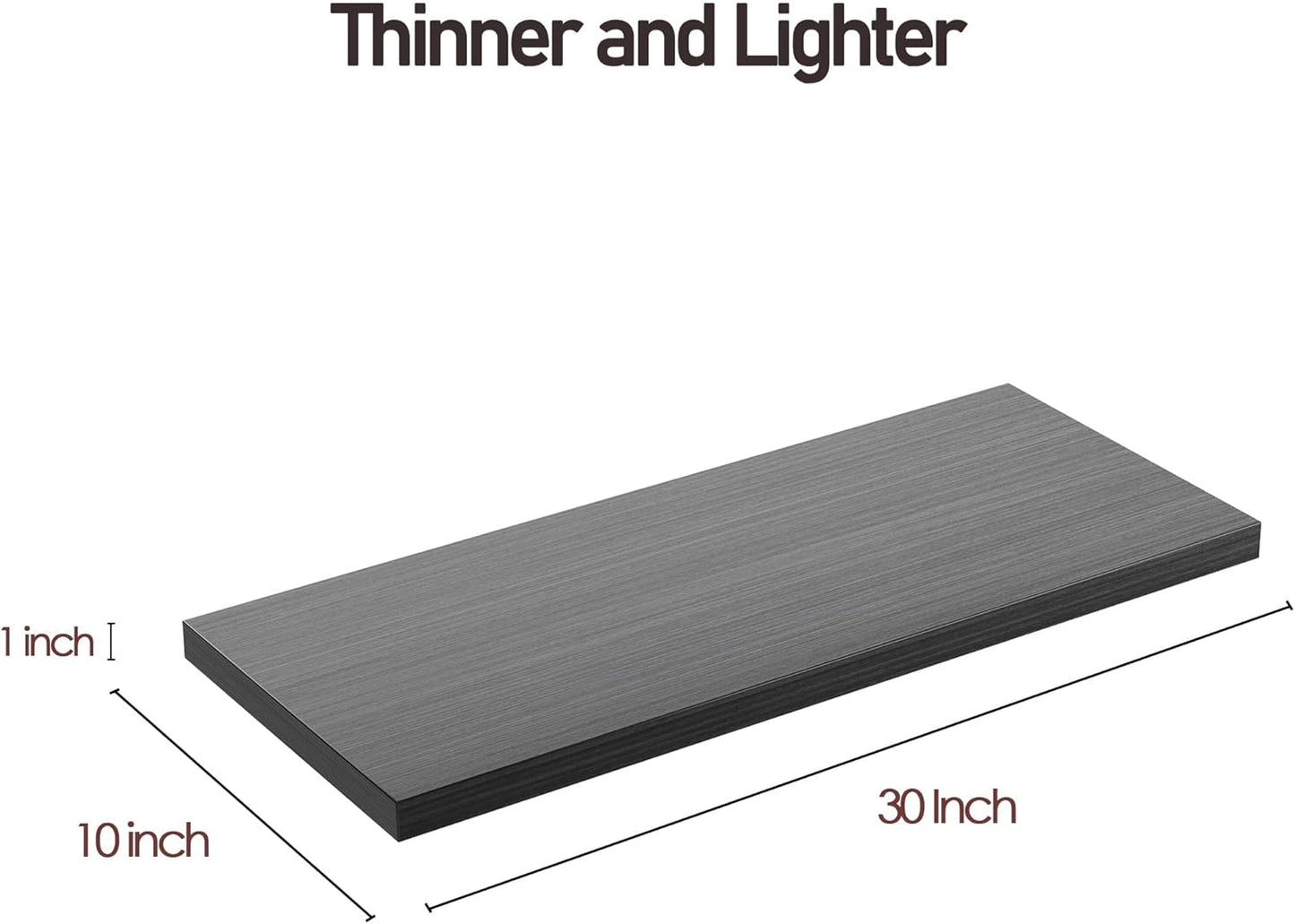 Wall Shelf Set of 3,Dark Wood Floating Shelves 30 in W x 10 in D x 1 in H, Wooden Floating Wall Shelf with Invisible Brackets for Living Room/Bedroom/Bathroom/Kitchen Storage and Decor