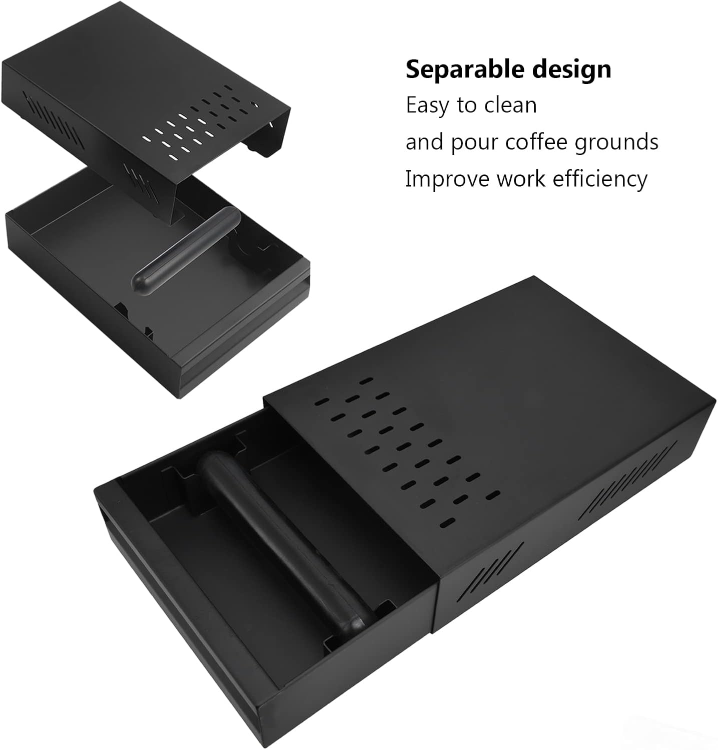 Coffee Knock Drawer, Espresso Knock-Box,Mini Coffee Grounds Dump Bin Grind Waste Bin Professional Stainless Steel with Rubber Handle for Coffee Lovers