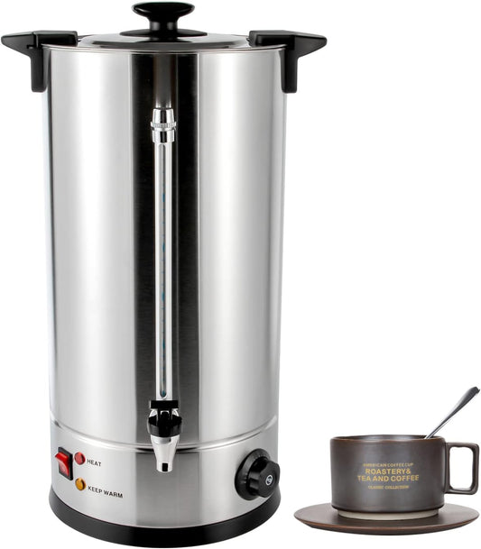 25L/6.6gal Commercial Coffee Urn, Gallon Double Wall Commerical Coffee Maker, 150 Cup Commercial Grade Stainless Steel Percolate Coffee Maker for Events, Offices and Catering