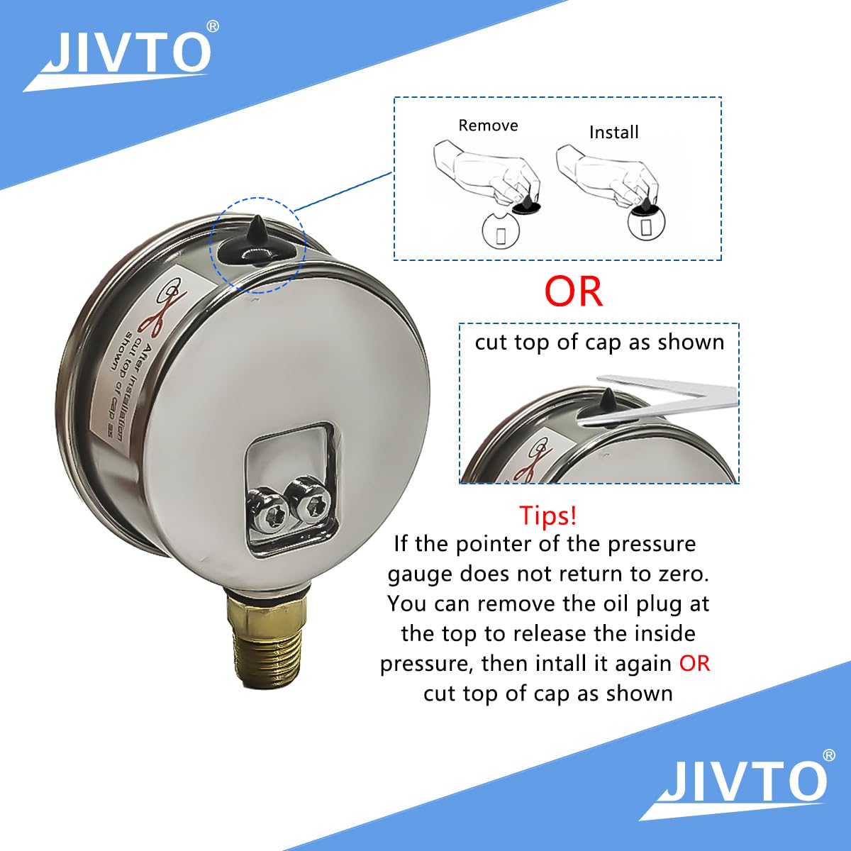 Pressure Gauge,Glycerin Liquid Filled,2.5" Dual Scale Dia,0-400 psi/bar/kpa,1/4" NPT Male Brass Connection,Lower Mount, Stainless Steel Case,for Pneumatic,Pump,Hose,Well Tank,Gas Air Water Oil